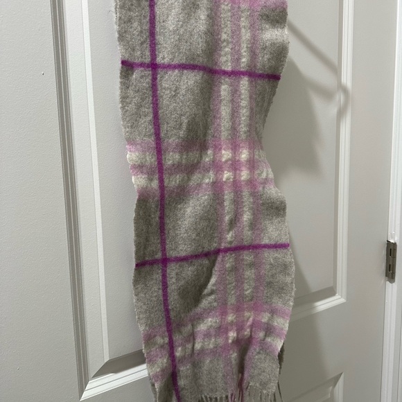 Burberry Pink and Gray Plaid Scarf - Picture 2 of 3
